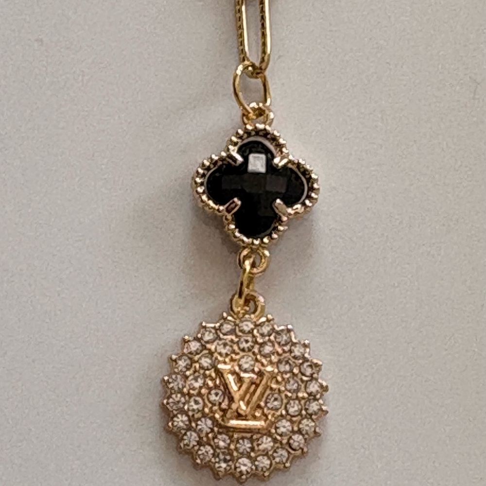 HANDMADE Gold and Black paperclip chain necklace